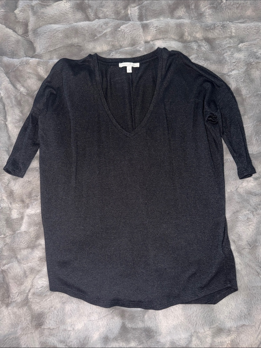 Black V-Neck Women’s Top Oversized- small